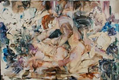 Ingrid Grillmayr - Lovemaking - 2009, oil on canvas 310 x 205 cm