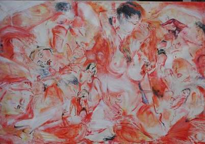 Ingrid Grillmayr - Red picture - 2010, oil on linen 200 x 140 cm