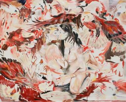 Ingrid Grillmayr - Vogelhochzeit - 2012, oil on canvas 150 x 125 cm