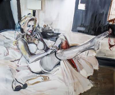 Ingrid Grillmayr - Garter - 2018, oil on linen 180 x 150 cm