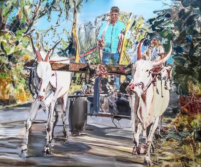 Ingrid Grillmayr - Cart to Goa - 2018, oil on linen 180 x 150 cm